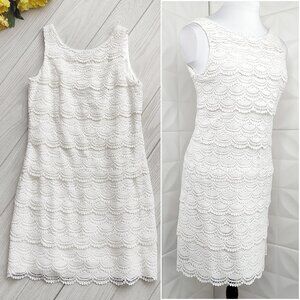 New Tiered White Lace Cocktail Dress White House Black Market Sleeveless 6